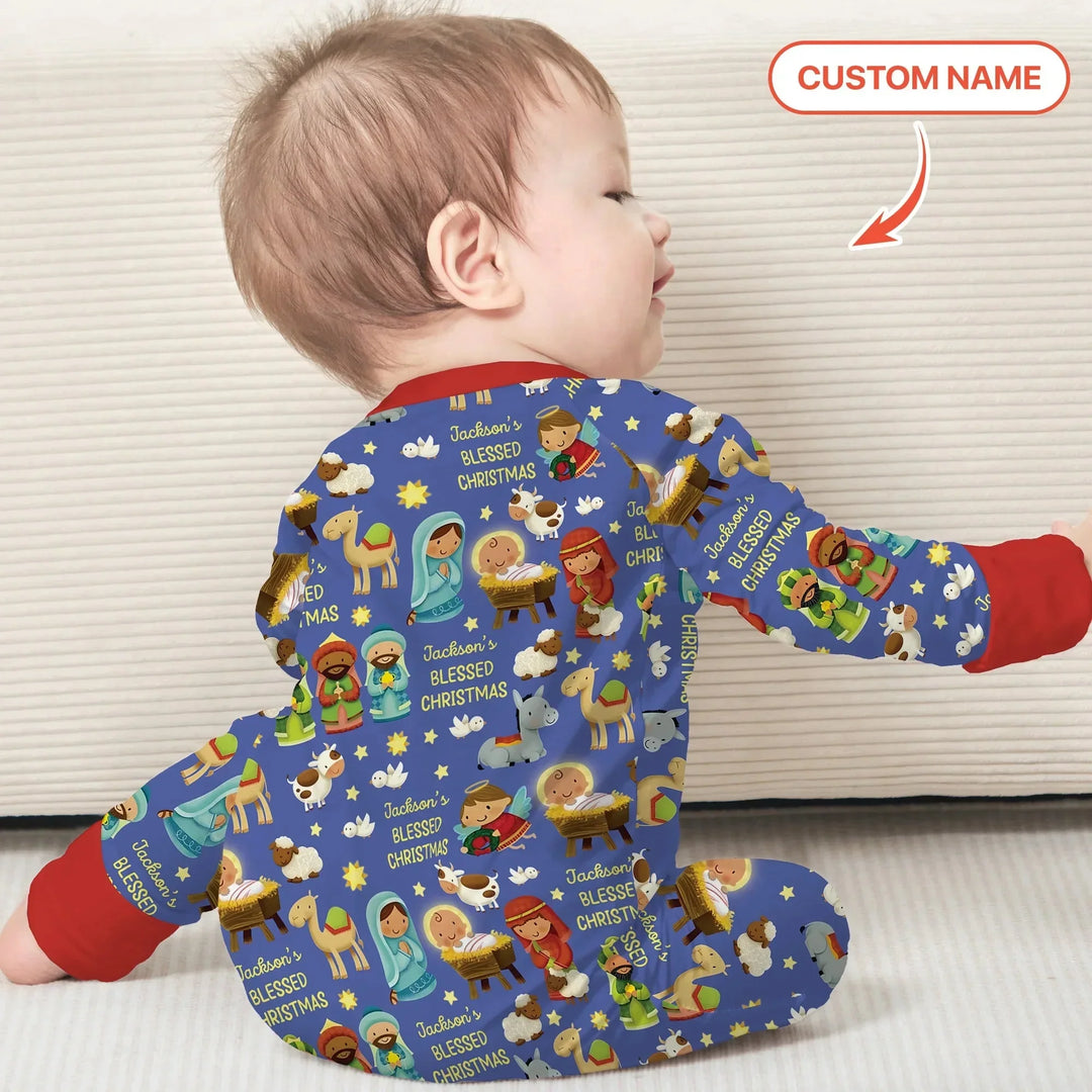 Custom Name Blessed Christmas Night Convertible Zippy , Custom Name Blessed Christmas Night Convertible Zippy - 0-3M