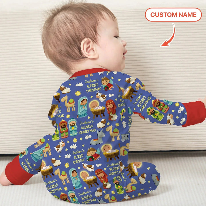 Custom Name Blessed Christmas Night Convertible Zippy , Custom Name Blessed Christmas Night Convertible Zippy - 0-3M