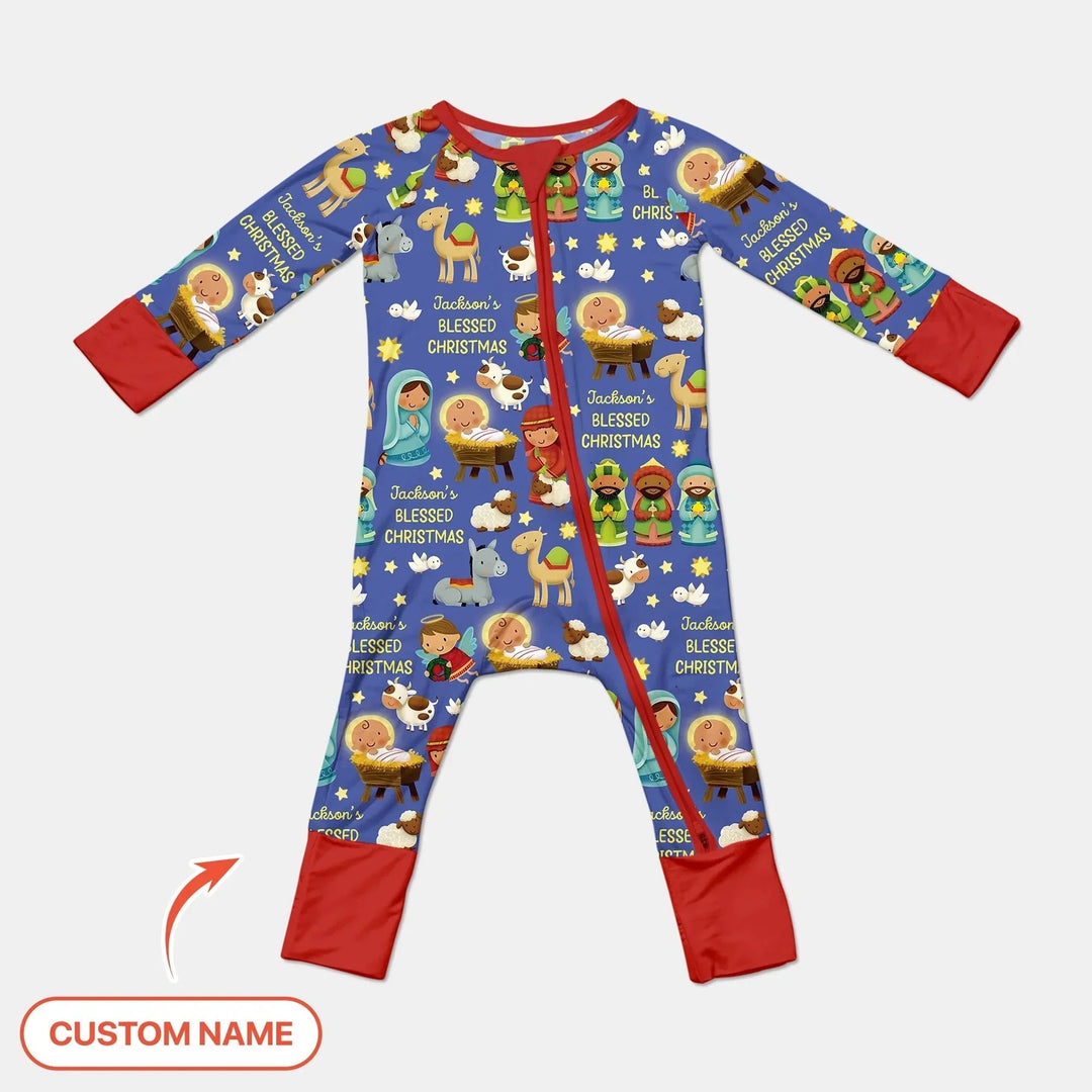 Custom Name Blessed Christmas Night Convertible Zippy , Custom Name Blessed Christmas Night Convertible Zippy - 0-3M