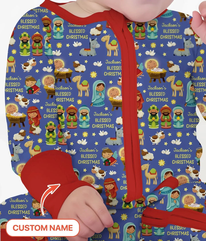 Custom Name Blessed Christmas Night Convertible Zippy , Custom Name Blessed Christmas Night Convertible Zippy - 0-3M