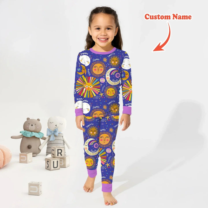Custom Name Celestial Dream Two Piece Long Sleeve Pajama Set , Custom Name Celestial Dream Two Piece Long Sleeve Pajama Set - 12-18M