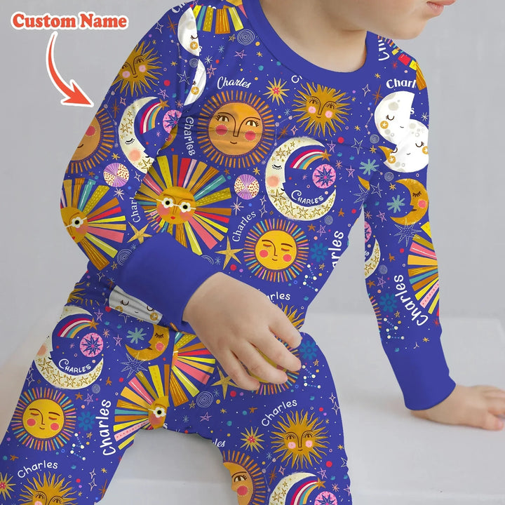 Custom Name Celestial Dream Two Piece Long Sleeve Pajama Set , Custom Name Celestial Dream Two Piece Long Sleeve Pajama Set - 12-18M