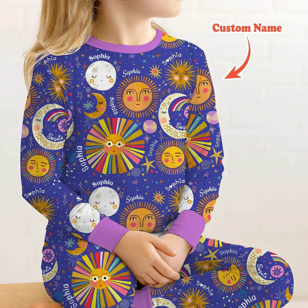 Custom Name Celestial Dream Two Piece Long Sleeve Pajama Set , Custom Name Celestial Dream Two Piece Long Sleeve Pajama Set - 12-18M