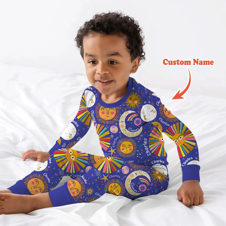 Custom Name Celestial Dream Two Piece Long Sleeve Pajama Set , Custom Name Celestial Dream Two Piece Long Sleeve Pajama Set - 12-18M