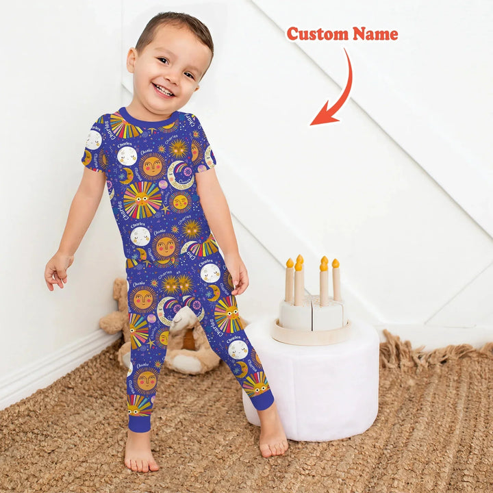 Custom Name Celestial Dream Two Piece Short Sleeve Pajama Set , Custom Name Celestial Dream Two Piece Short Sleeve Pajama Set - 12-18M
