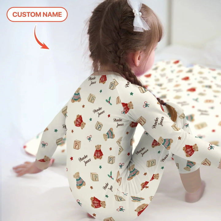 Custom Name Christmas Teddy Bear Convertible Zippy , Custom Name Christmas Teddy Bear Convertible Zippy - 0-3M