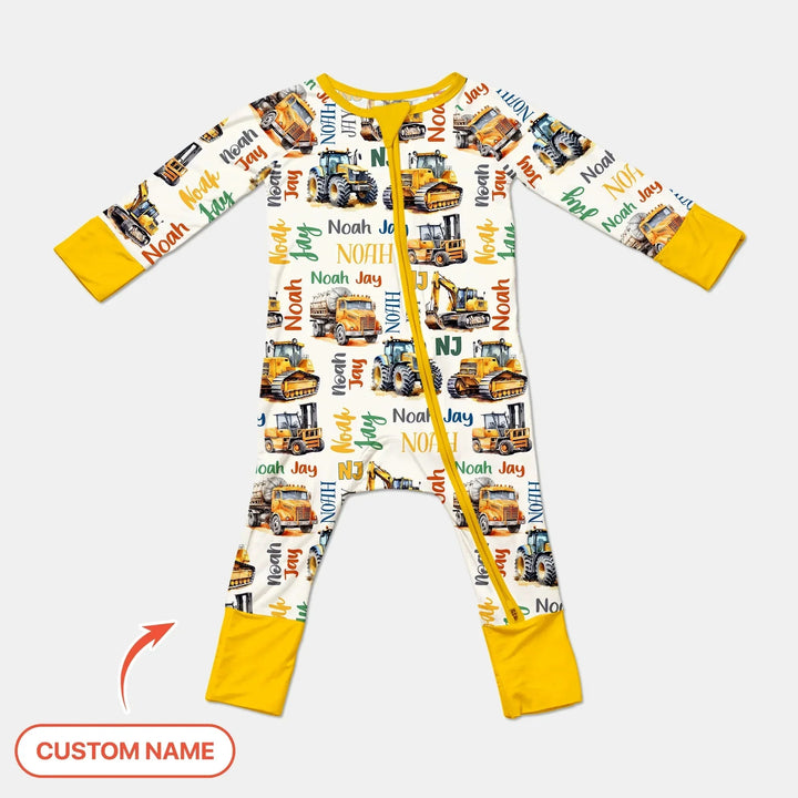 Custom Name Construction Trucks Convertible Zippy , Custom Name Construction Trucks Convertible Zippy - 0-3M
