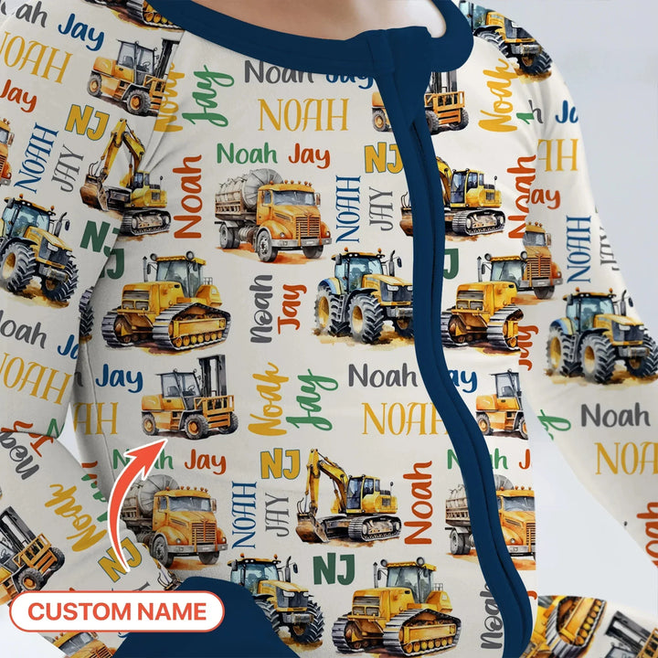 Custom Name Construction Trucks Convertible Zippy , Custom Name Construction Trucks Convertible Zippy - 0-3M