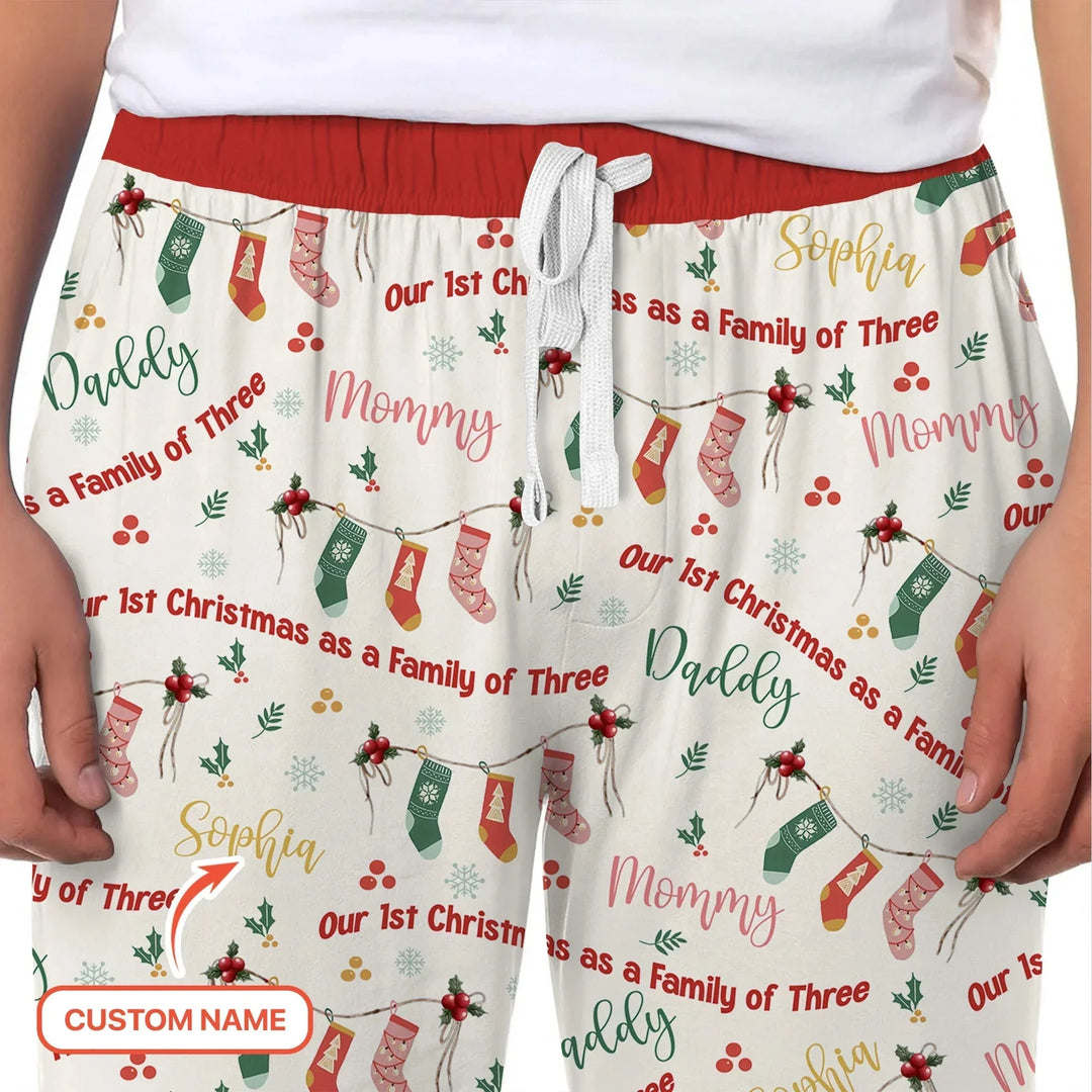 Custom Name Family Christmas Stockings Men's Pajama Set , Custom Name Family Christmas Stockings Men's Pajama Set - Only Shirt / XS