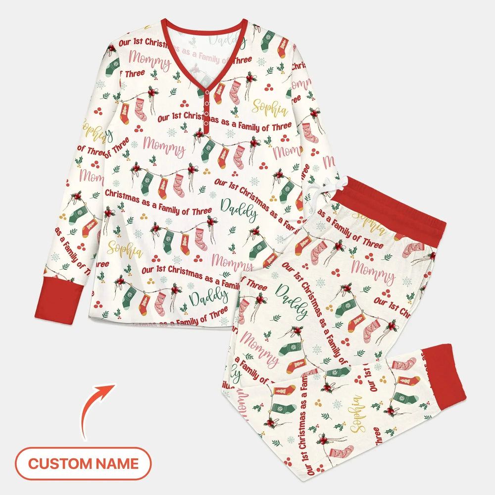 Custom Name Family Christmas Stockings Women Pajama Set , Custom Name Family Christmas Stockings Women Pajama Set - Combo Shirt & Pants / S