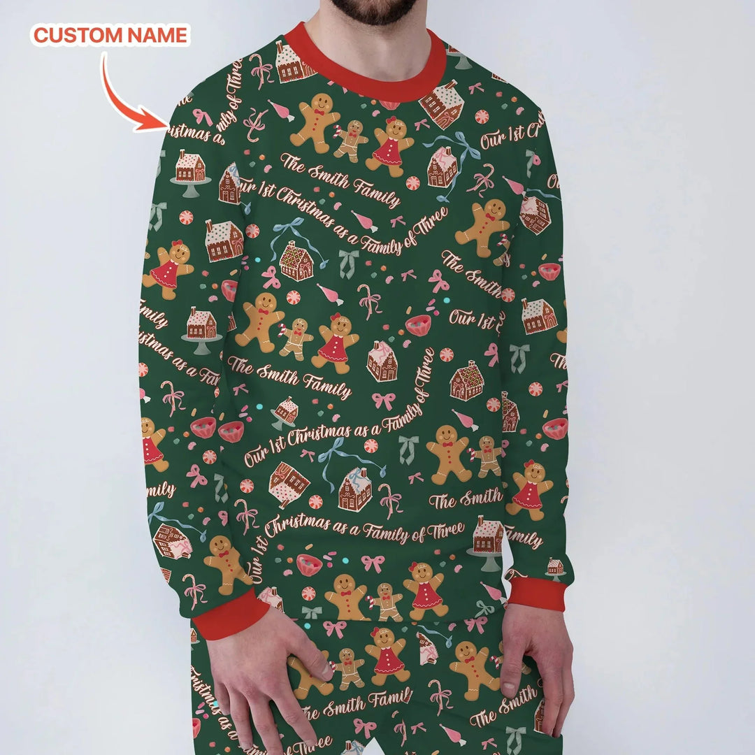 Custom Name Family Gingerbread Men's Pajama Set , Custom Name Family Gingerbread Men's Pajama Set - Only Shirt / XS