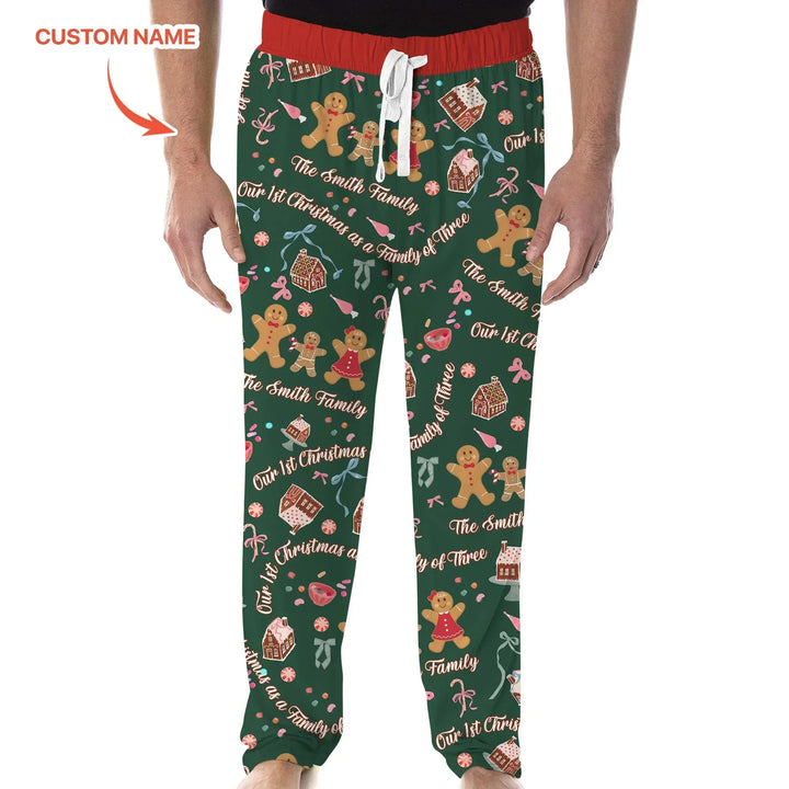 Custom Name Family Gingerbread Men's Pajama Set , Custom Name Family Gingerbread Men's Pajama Set - Only Shirt / XS