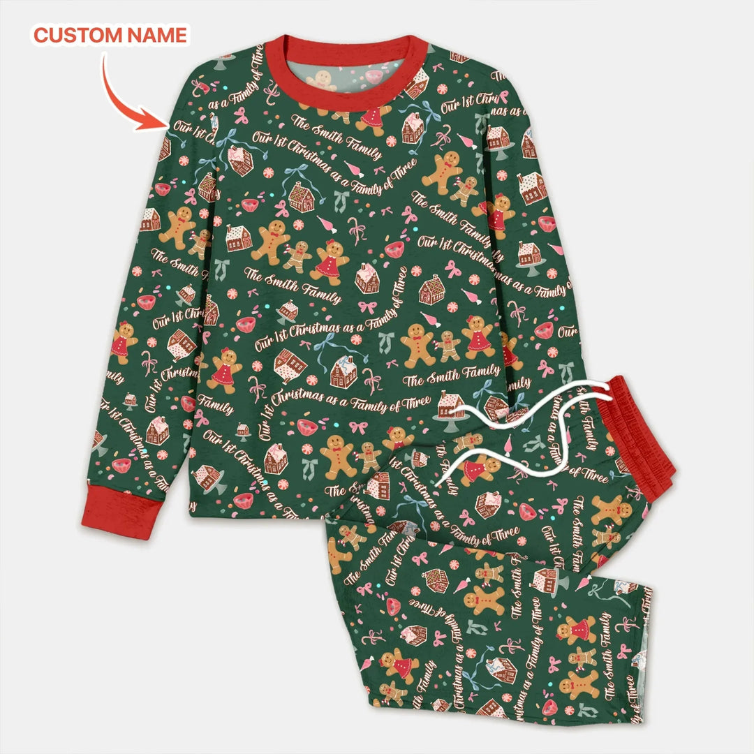 Custom Name Family Gingerbread Men's Pajama Set , Custom Name Family Gingerbread Men's Pajama Set - Combo Shirt & Pants / XS