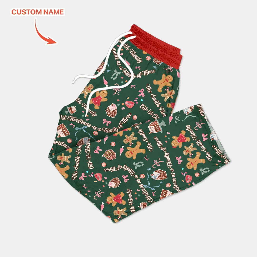 Custom Name Family Gingerbread Men's Pajama Set , Custom Name Family Gingerbread Men's Pajama Set - Only Pants / XS