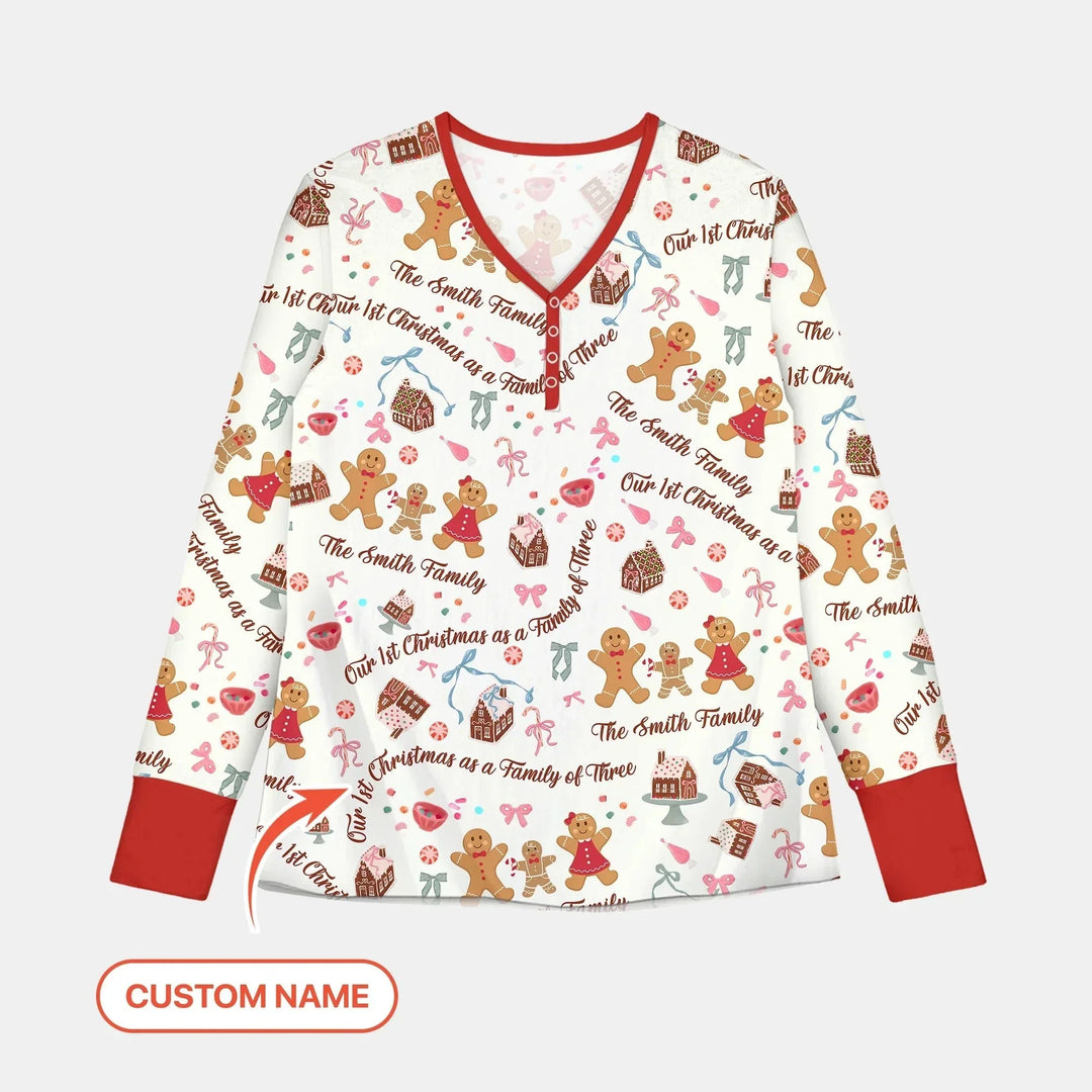 Custom Name Family Gingerbread Women Pajama Set , Custom Name Family Gingerbread Women Pajama Set - Only Shirt / S