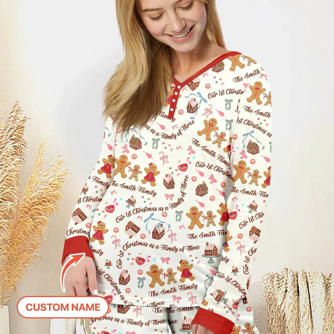 Custom Name Family Gingerbread Women Pajama Set , Custom Name Family Gingerbread Women Pajama Set - Only Shirt / S