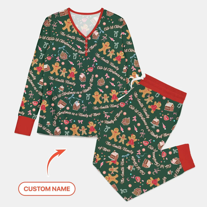 Custom Name Family Gingerbread Women Pajama Set , Custom Name Family Gingerbread Women Pajama Set - Only Shirt / S