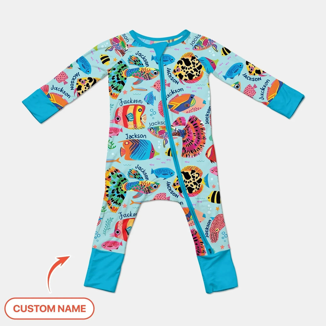 Custom Name Fish Dream Convertible Zippy , Custom Name Fish Dream Convertible Zippy - 0-3M