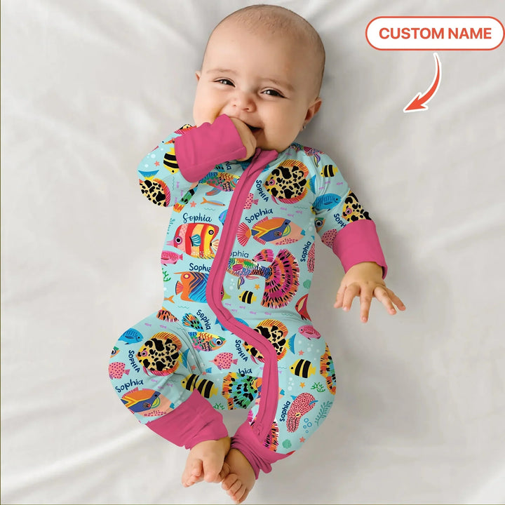 Custom Name Fish Dream Convertible Zippy , Custom Name Fish Dream Convertible Zippy - 0-3M