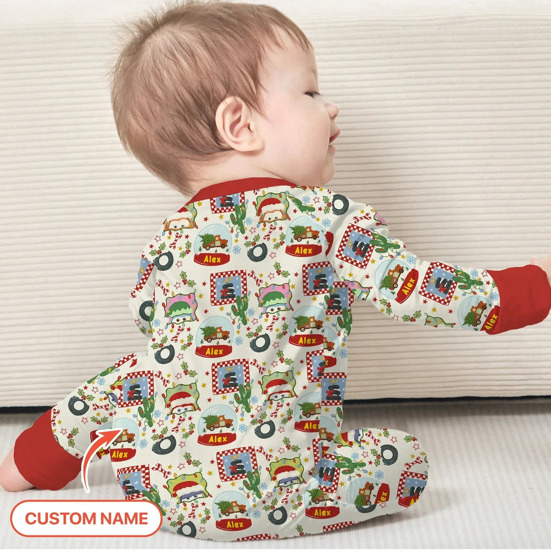 Custom Name Funny Christmas Cars Convertible Zippy , Custom Name Funny Christmas Cars Convertible Zippy - 0-3M