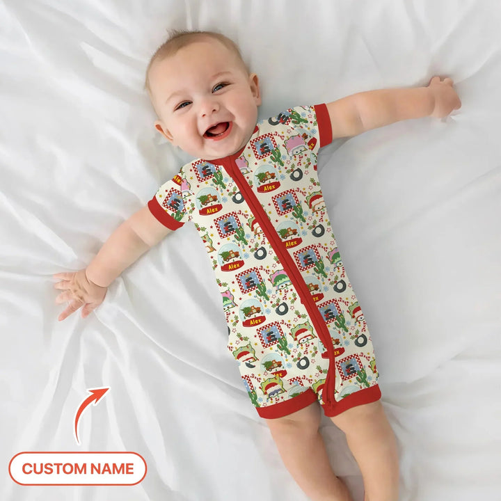 Custom Name Funny Christmas Cars Shorty Zippy , Custom Name Funny Christmas Cars Shorty Zippy - 0-3M
