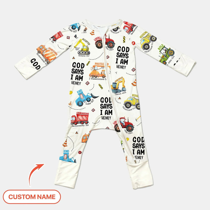Custom Name God Says I Am Boy Convertible Zippy , Custom Name God Says I Am Boy Convertible Zippy - 0-3M