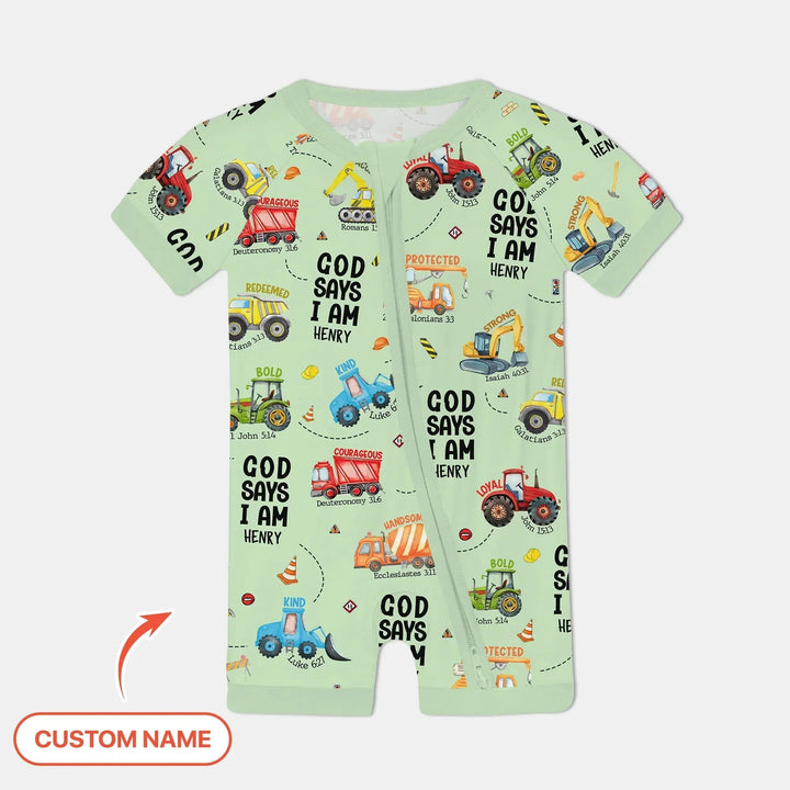 Custom Name God Says I Am Boy Shorty Zippy , Custom Name God Says I Am Boy Shorty Zippy - 6-12M