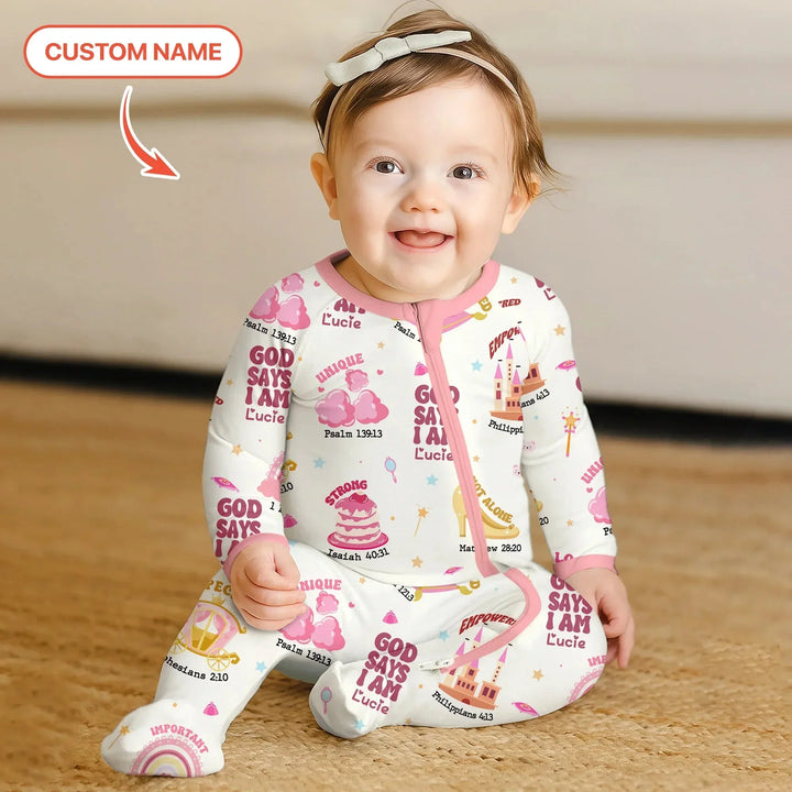 Custom Name God Says I Am Girl Custom Name Convertible Zippy , Custom Name God Says I Am Girl Custom Name Convertible Zippy - 0-3M
