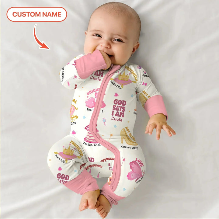 Custom Name God Says I Am Girl Custom Name Convertible Zippy , Custom Name God Says I Am Girl Custom Name Convertible Zippy - 0-3M