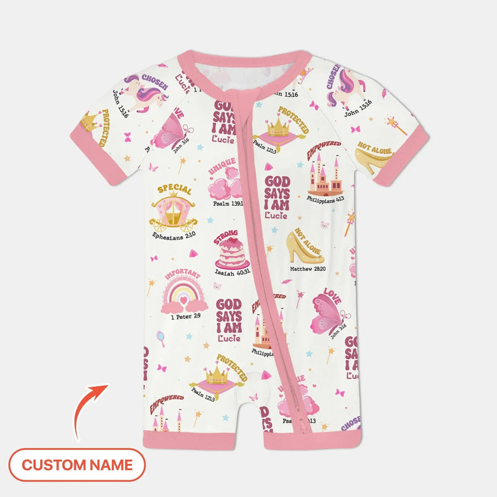 Custom Name God Says I Am Girl Shorty Zippy , Custom Name God Says I Am Girl Shorty Zippy - 0-3M