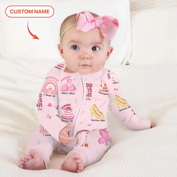 Custom Name God Says I Am Girl Shorty Zippy , Custom Name God Says I Am Girl Shorty Zippy - 0-3M