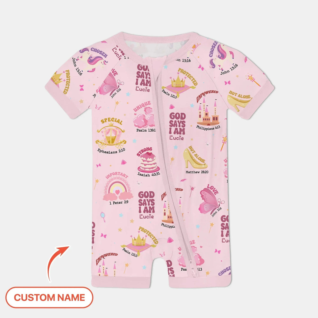 Custom Name God Says I Am Girl Shorty Zippy , Custom Name God Says I Am Girl Shorty Zippy - 0-3M