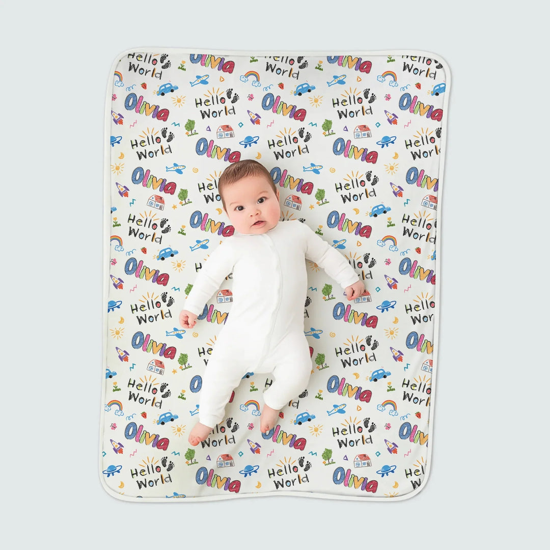 Custom Name "Hello World" - Toddler Blanket , Custom Name "Hello World" - Toddler Blanket - Default Title