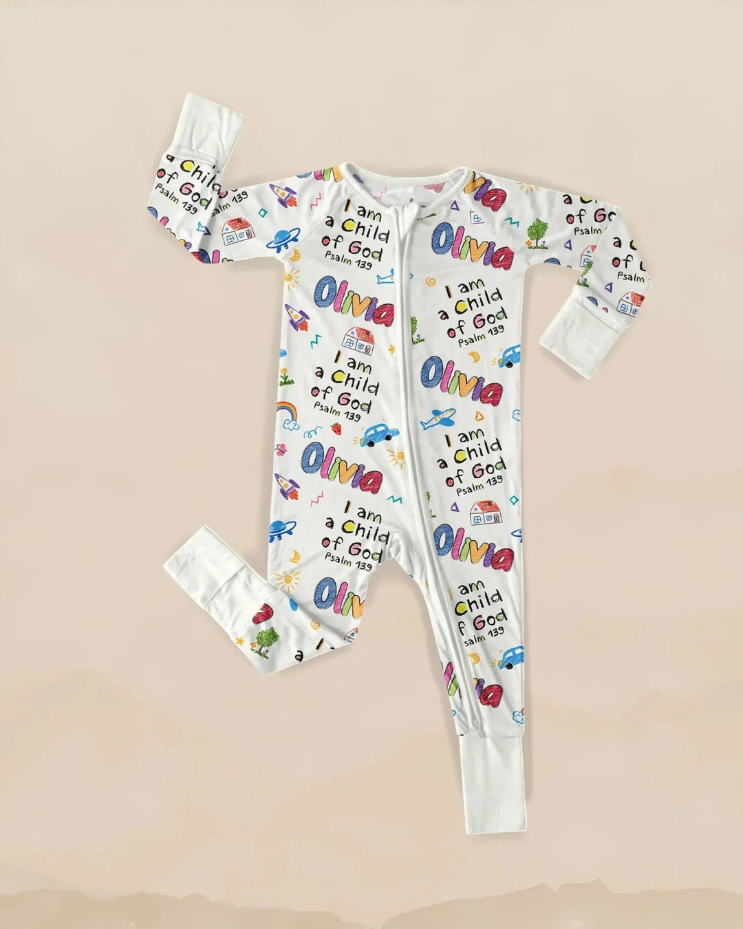 Custom name "I am a Child of God" - Crayon Style Convertible Zippy , Custom name "I am a Child of God" - Crayon Style Convertible Zippy - 0-3M