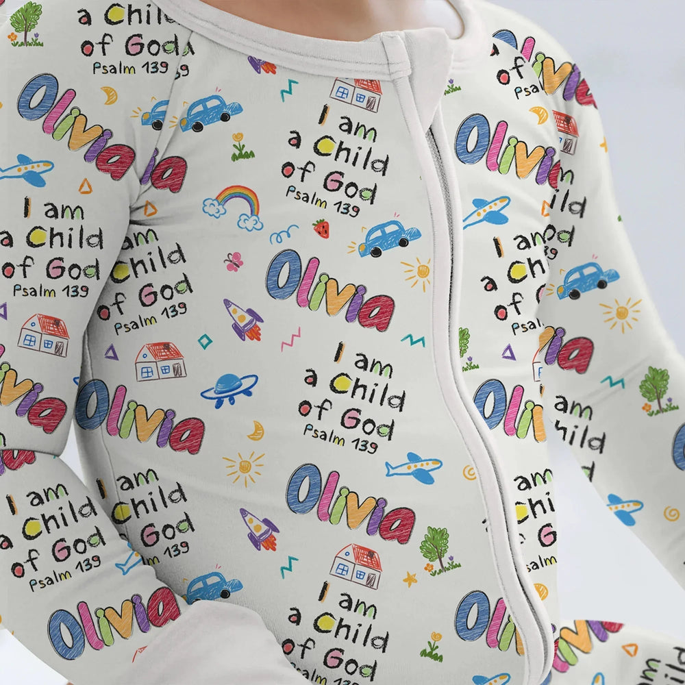 Custom name "I am a Child of God" - Crayon Style Convertible Zippy , Custom name "I am a Child of God" - Crayon Style Convertible Zippy - 0-3M