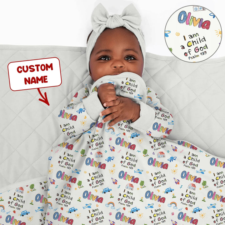 Custom Name "I am a Child of God" - Toddler Blanket , Custom Name "I am a Child of God" - Toddler Blanket - Default Title