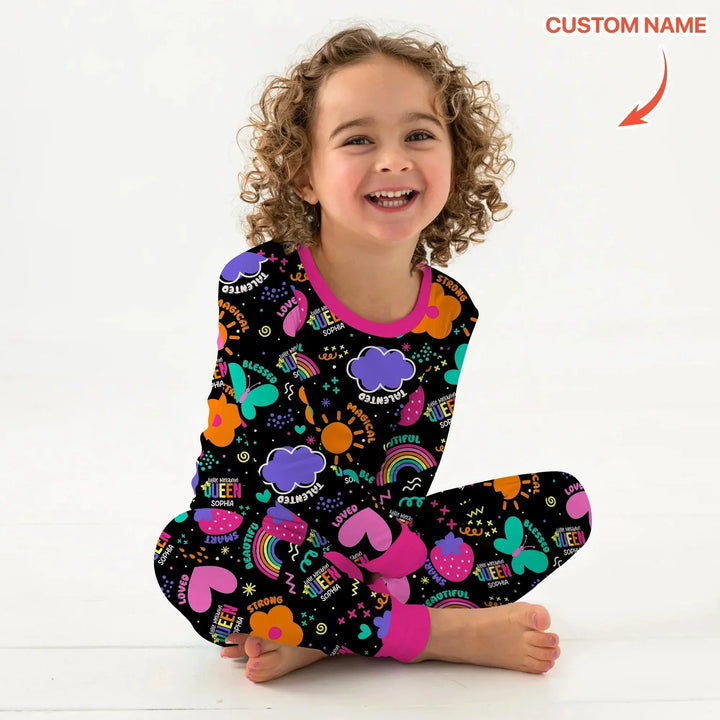 Custom Name Little Melanin Queen Long Sleeve Pajama Set , Custom Name Little Melanin Queen Long Sleeve Pajama Set - 12-18M