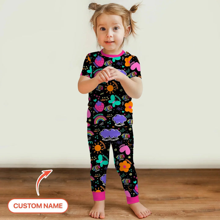 Custom Name Little Melanin Queen Two Piece Short Sleeve Pajama Set , Custom Name Little Melanin Queen Two Piece Short Sleeve Pajama Set - 12-18M