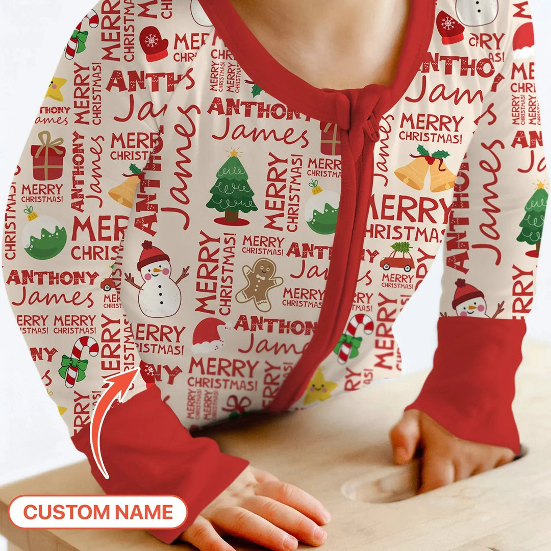 Custom Name Merry Christmas Convertible Zippy , Custom Name Merry Christmas Convertible Zippy - 0-3M