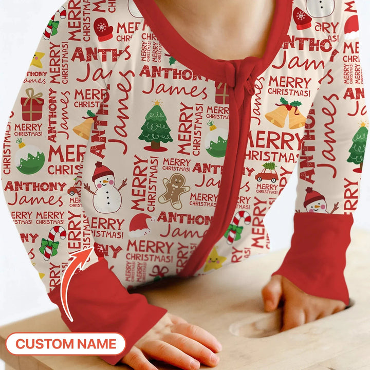Custom Name Merry Christmas Convertible Zippy , Custom Name Merry Christmas Convertible Zippy - 0-3M