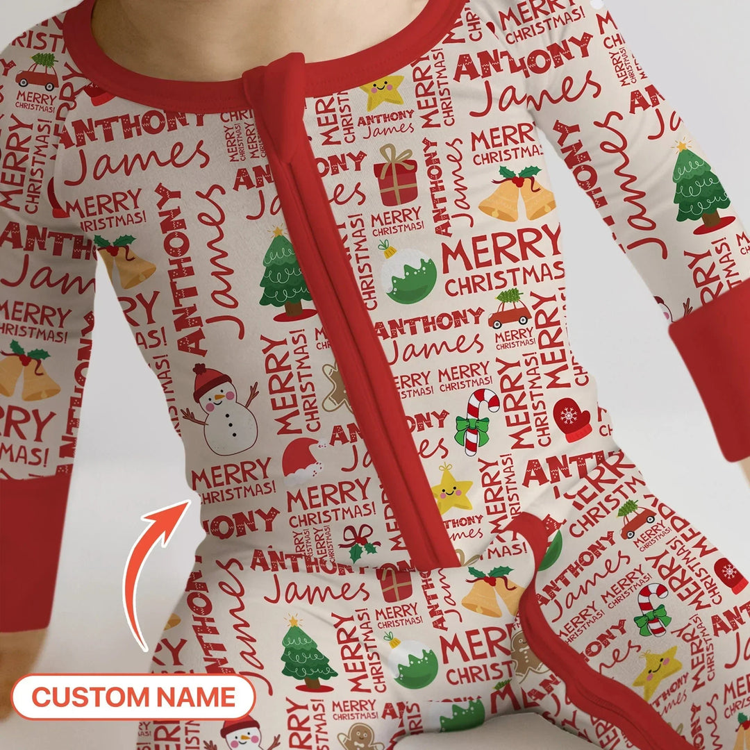 Custom Name Merry Christmas Convertible Zippy , Custom Name Merry Christmas Convertible Zippy - 0-3M