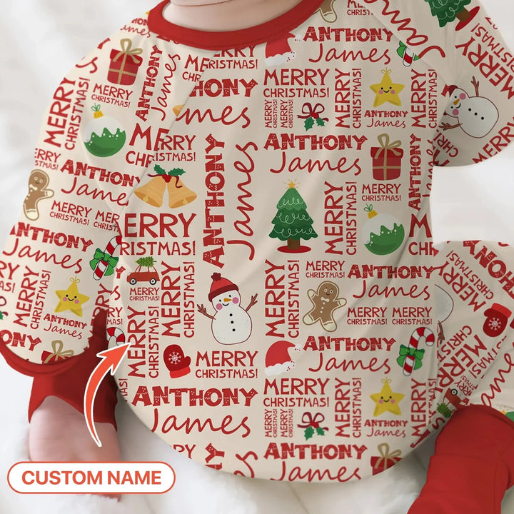 Custom Name Merry Christmas Convertible Zippy , Custom Name Merry Christmas Convertible Zippy - 0-3M
