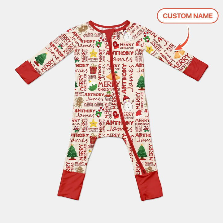 Custom Name Merry Christmas Convertible Zippy , Custom Name Merry Christmas Convertible Zippy - 0-3M