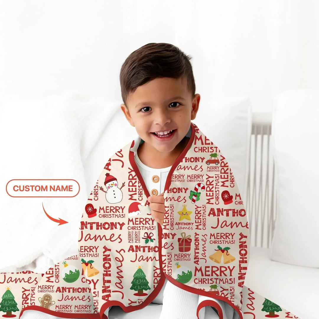 Custom Name Merry Christmas Toddler Blanket , Custom Name Merry Christmas Toddler Blanket - Default Title