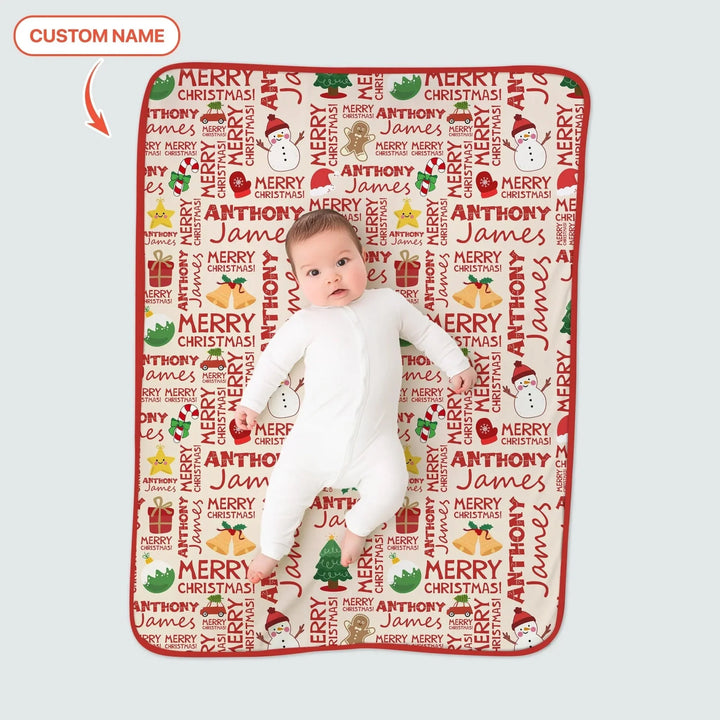 Custom Name Merry Christmas Toddler Blanket , Custom Name Merry Christmas Toddler Blanket - Default Title