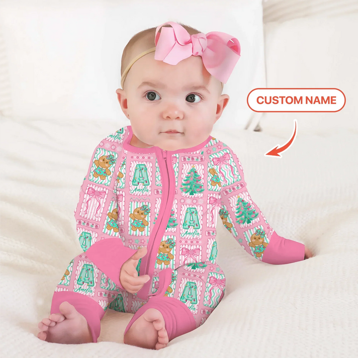Custom Name "Merry Pink Christmas" Convertible Zippy , Custom Name "Merry Pink Christmas" Convertible Zippy - 0-3M