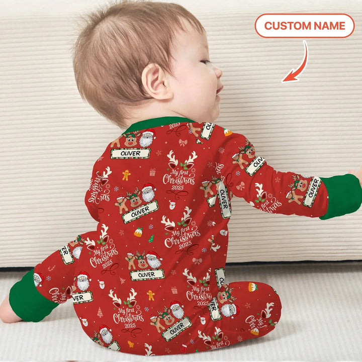 Custom Name "My Deer First's Christmas" For Boy - Convertible Zippy , Custom Name "My Deer First's Christmas" For Boy - Convertible Zippy - 0-3M