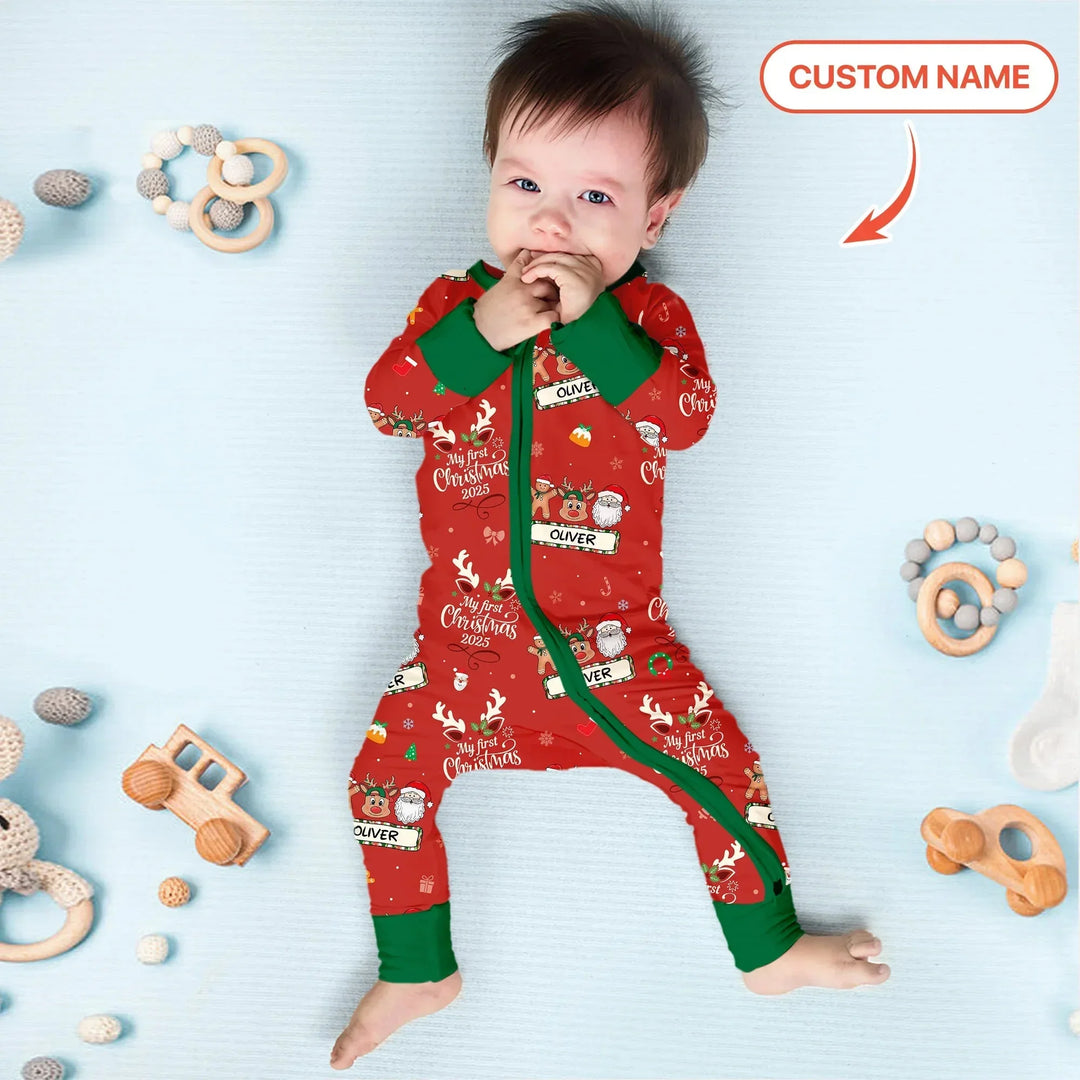 Custom Name "My Deer First's Christmas" For Boy - Convertible Zippy , Custom Name "My Deer First's Christmas" For Boy - Convertible Zippy - 0-3M
