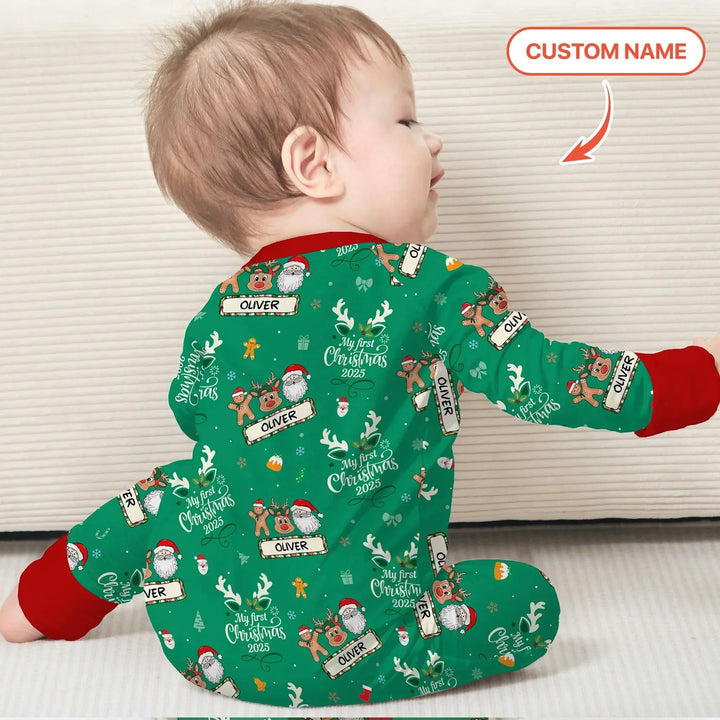 Custom Name "My Deer First's Christmas" For Boy - Convertible Zippy , Custom Name "My Deer First's Christmas" For Boy - Convertible Zippy - 0-3M