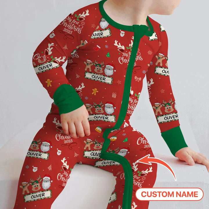 Custom Name "My Deer First's Christmas" For Boy - Convertible Zippy , Custom Name "My Deer First's Christmas" For Boy - Convertible Zippy - 0-3M
